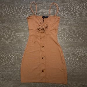 PLT Tie-Front Ribbed Dress
